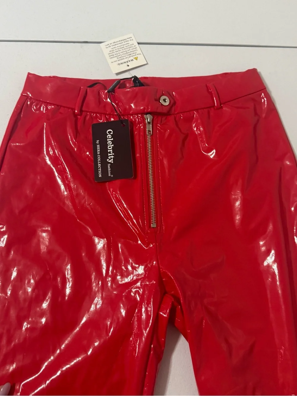 Celebrity Fashion Hera Collection Red Patent Vinyl Pants NWT M